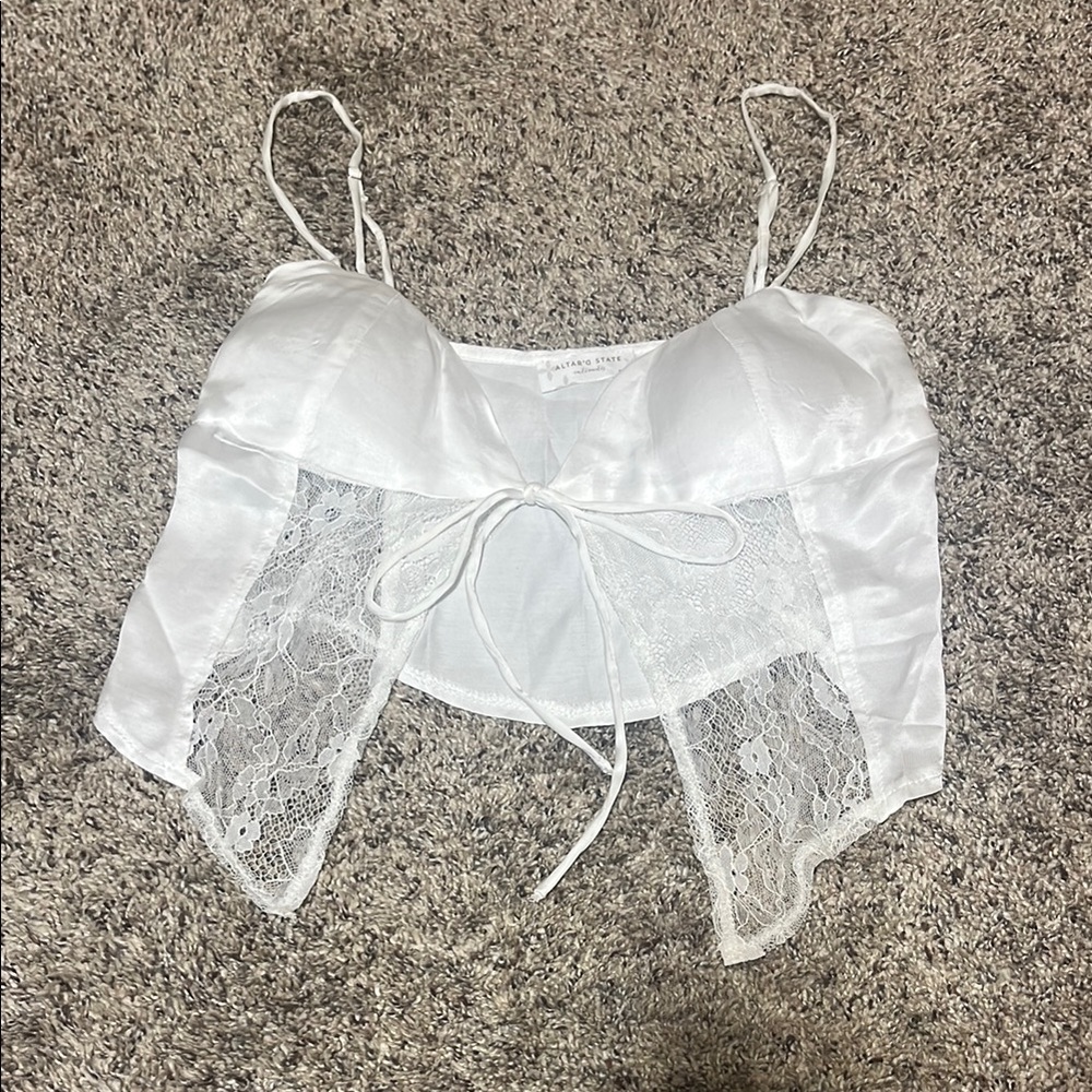Altar'd State White Lace Crop Top